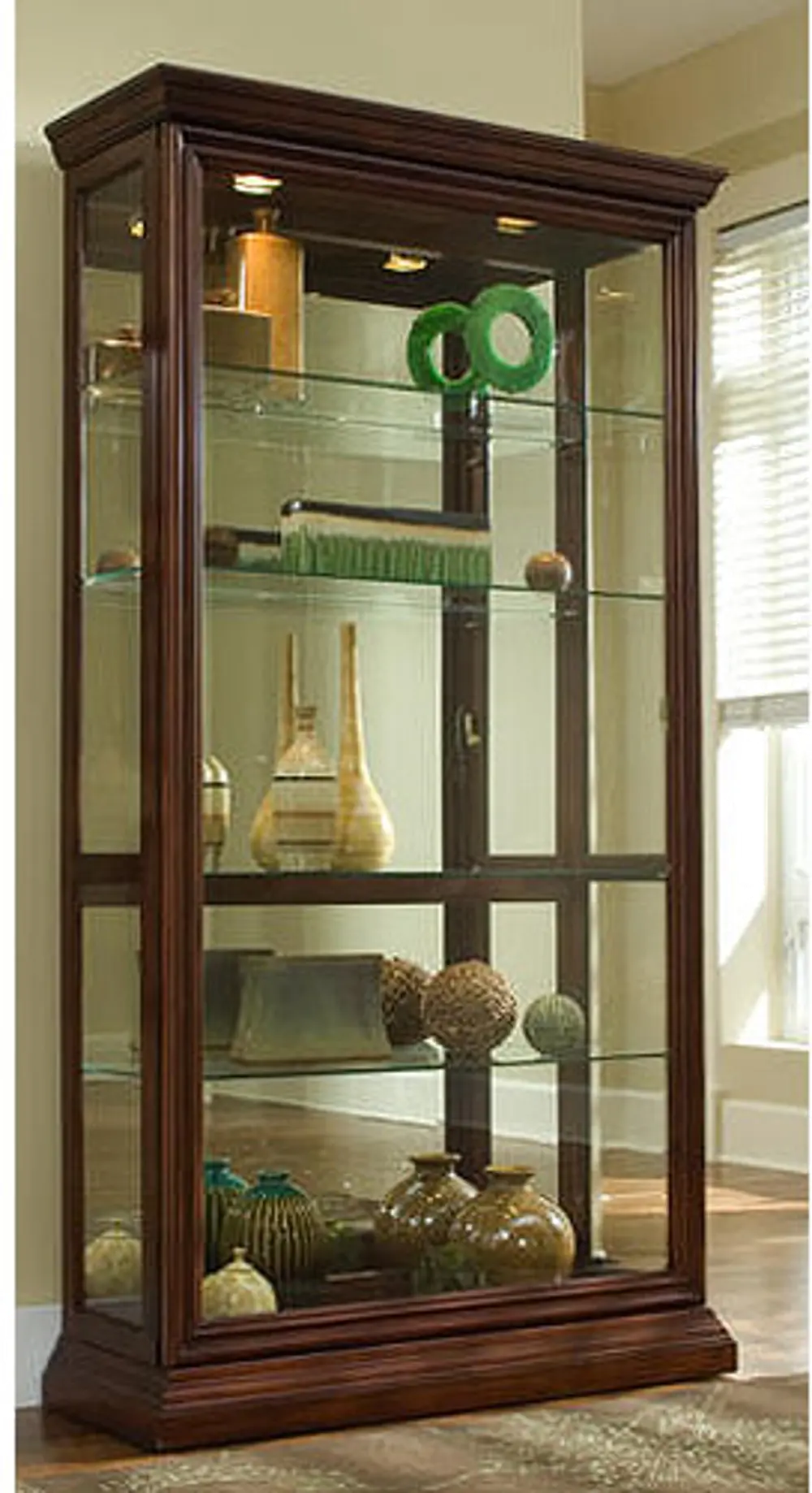 Cherry Brown Sliding Door China Cabinet - Eden House-1