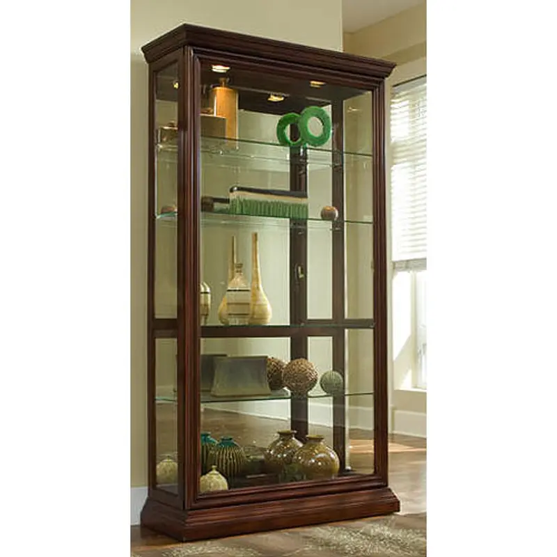 Cherry Brown Sliding Door China Cabinet, How To Take Sliding Door Off Curio Cabinet