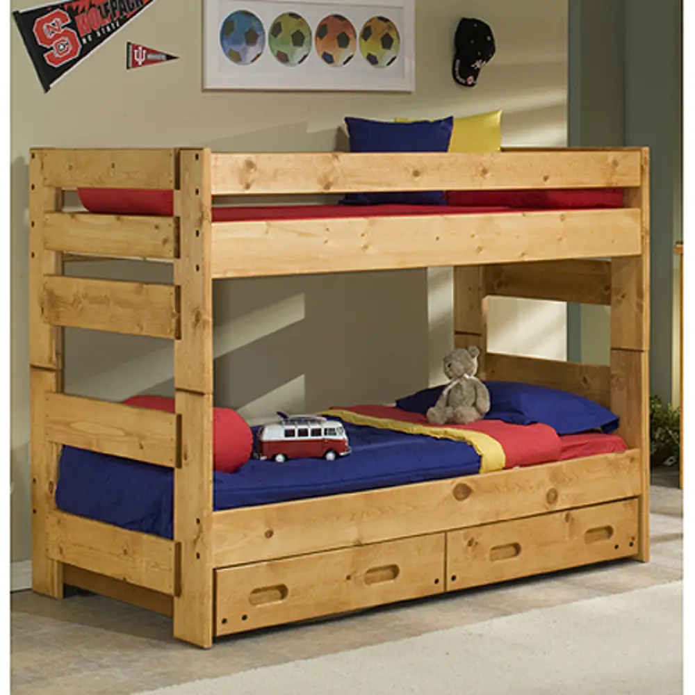 Cinnamon Rustic Pine Twin-over-Twin Bunk Bed with Trundle - Palomino-1